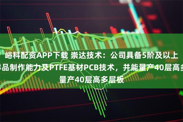 峪科配资APP下载 崇达技术：公司具备5阶及以上HDI样品制作能力及PTFE基材PCB技术，并能量产40层高多层板